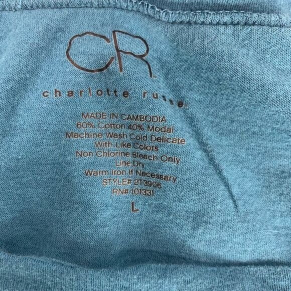 Charlotte Russe Teal Modal-Cotton Blend Short Sleeve T-Shirt With Pocket - Size - Picture 3 of 3